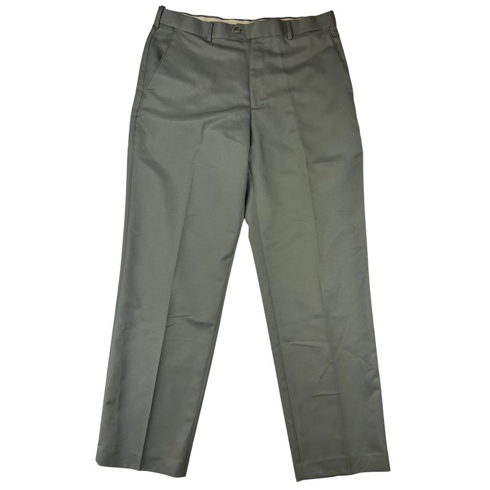 Croft & Barrow Dress Pants Mens Straight 38x34 Gray Flat Front Chino‎ Polyester